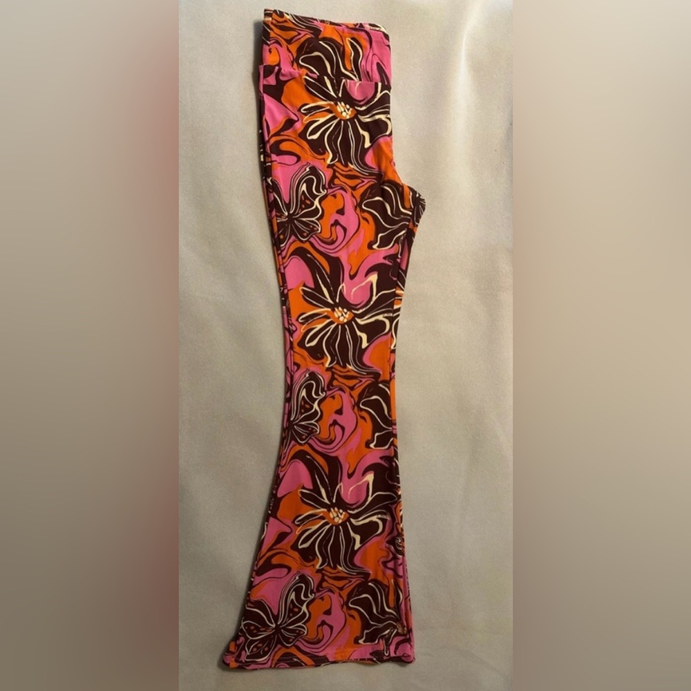 #487 Get that hippy vibe going with these Vibrant Floral Flare Pants